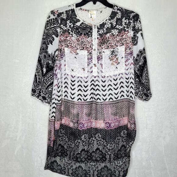 Fig and Flower Boho Tunic Size Large - Picture 1 of 13
